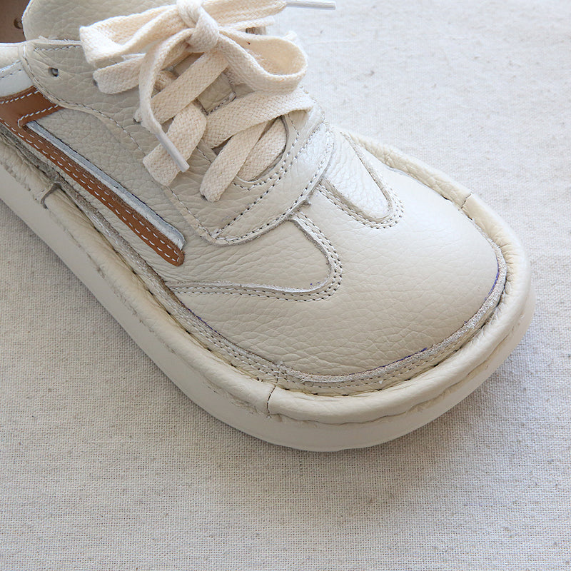 Women Casual Color Matching Patchwork Leather Shoes Newgew Shoes