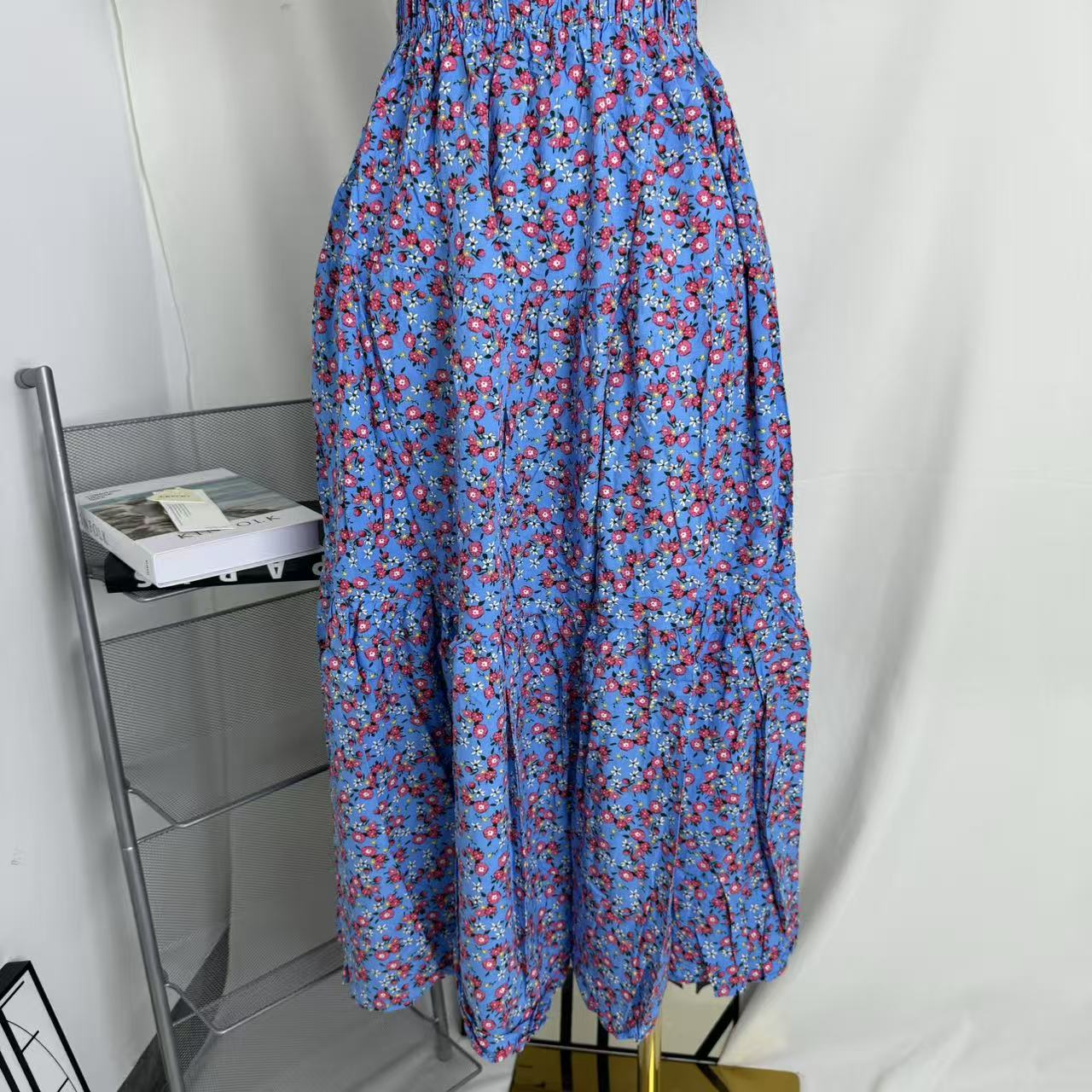 Floral Print Fitted Waist Long Dress PinTow