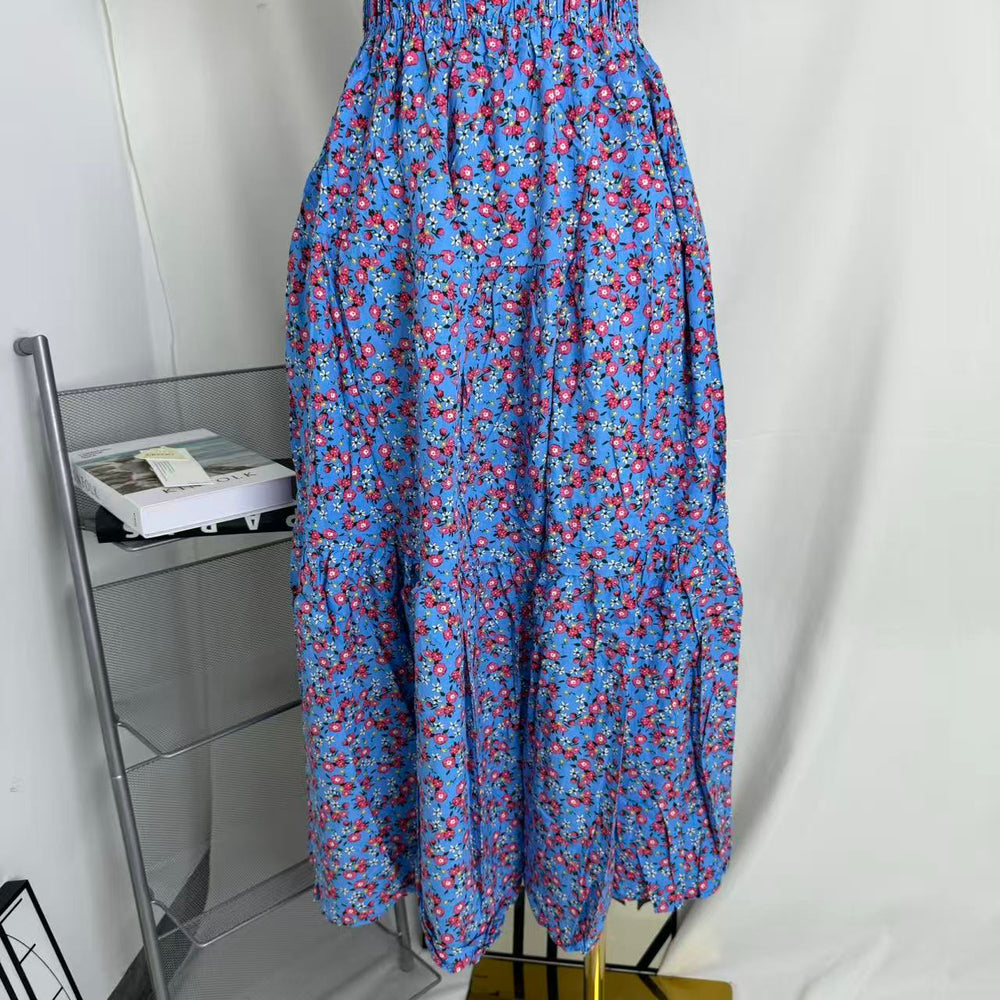 Floral Print Fitted Waist Long Dress PinTow