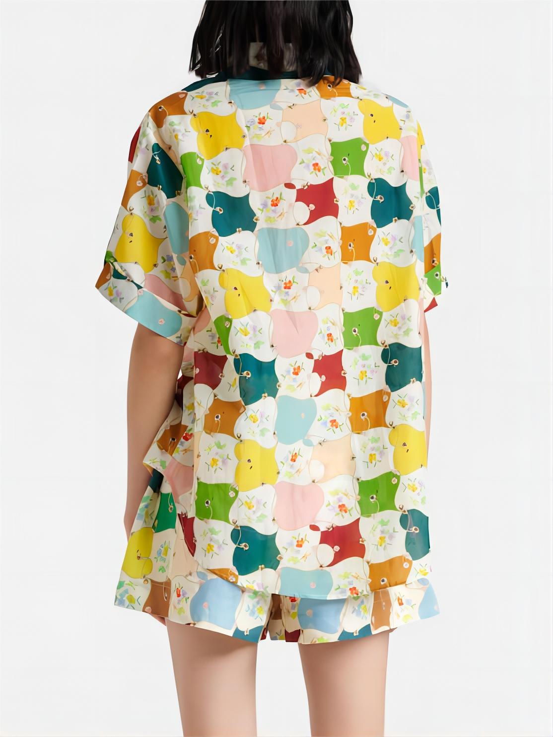 Fashionable Graffiti Print Shirt Shorts Set Newgew Dresses