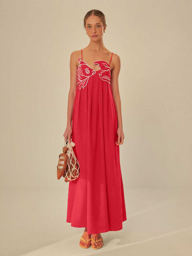 Fish Top Linen Blend Maxi Dress Newgew Dresses