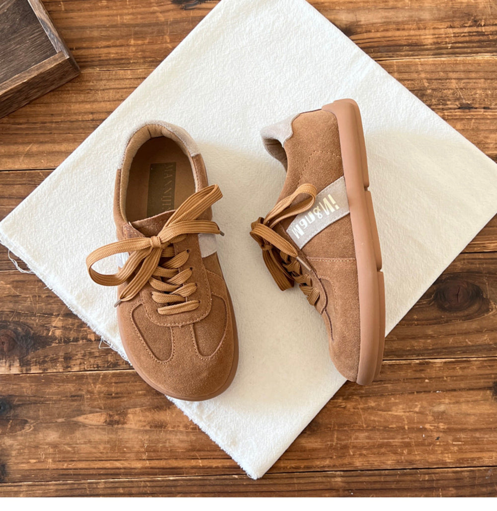 Women Retro Leather Soft Flat Casual Training Shoes Newgew Shoes
