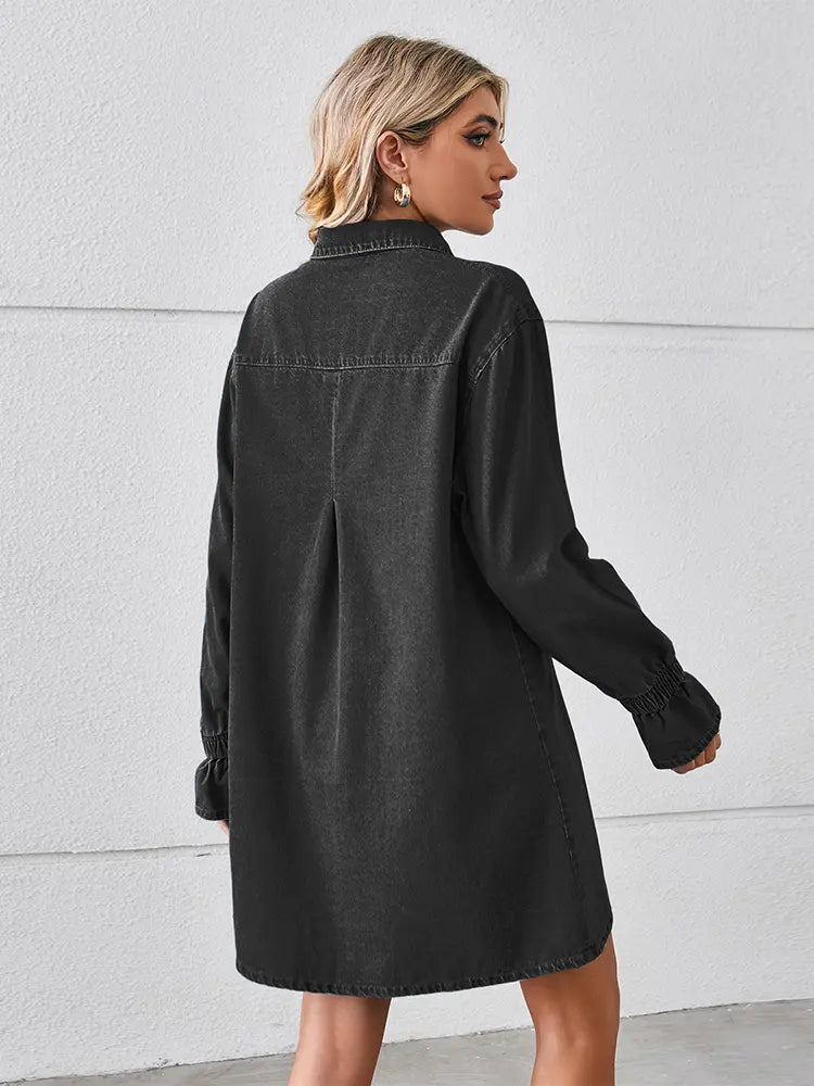 Loose-Fit Washed Denim Dress Newgew Dresses
