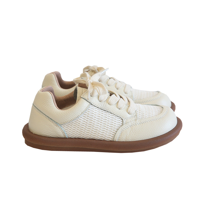 Women Casual Patchwork Leather Breathable Flat Shoes Newgew Shoes