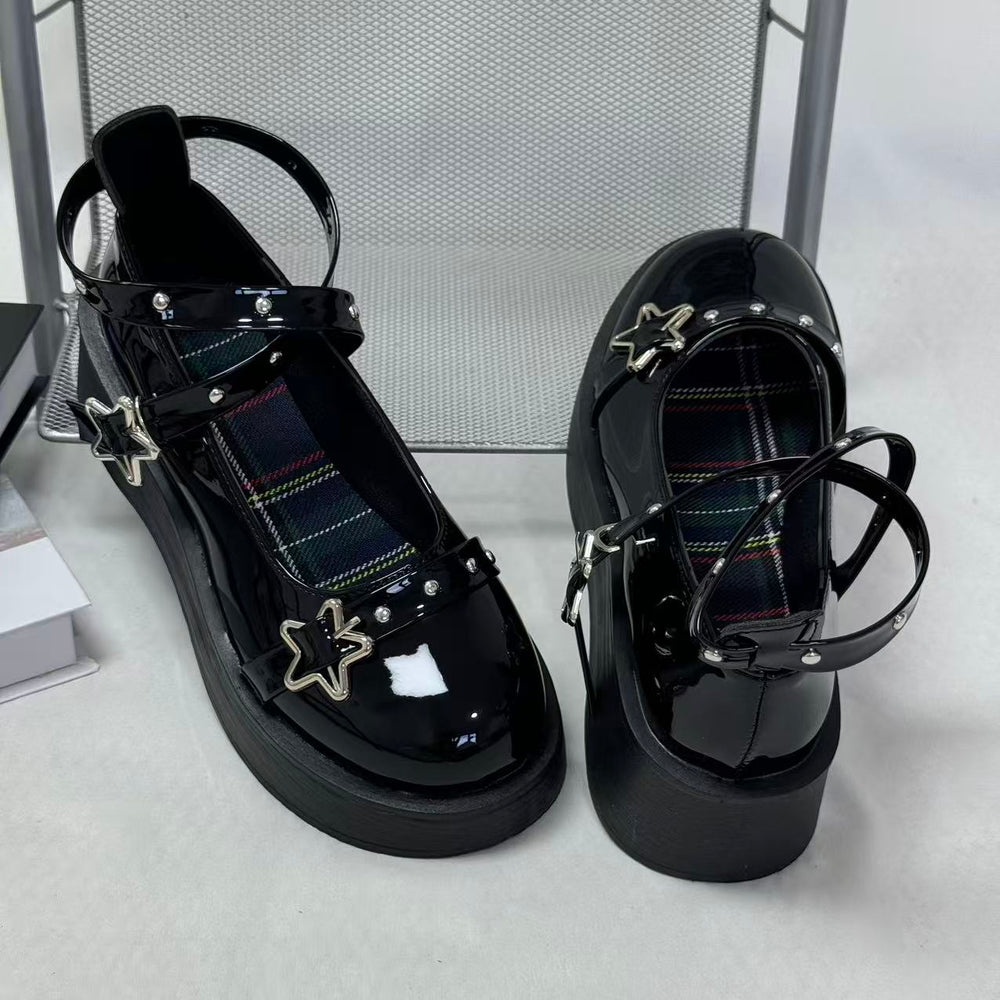 Retro Small Leather Shoes With Thick Soles PinTow