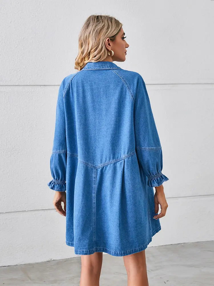 Loose Washed Patchwork Denim Dress Newgew Dresses