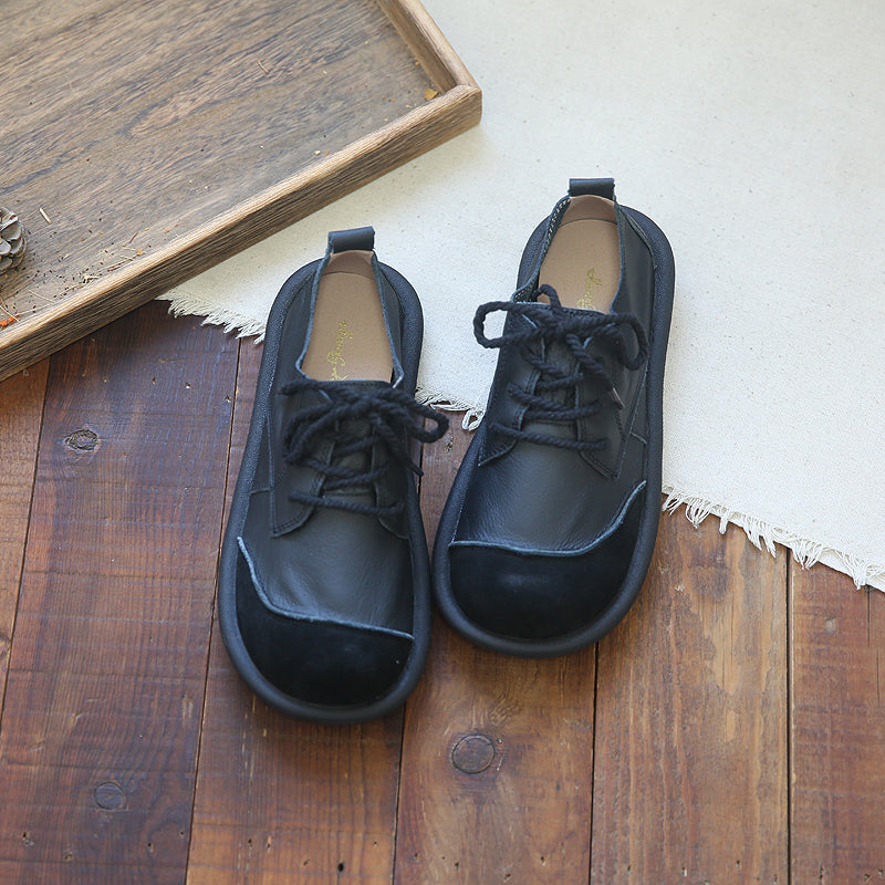 Women Patchwork Leather Flat Casual Shoes Newgew Shoes