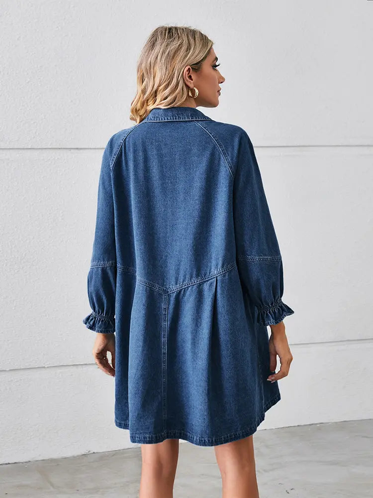 Loose Washed Patchwork Denim Dress Newgew Dresses