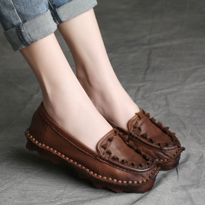Women Cowhide Handmade Soft Casual Shoes Newgew Shoes