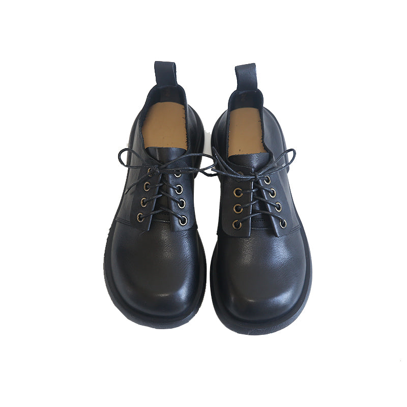Women Retro Cowhide Leather Casual Shoes Newgew Shoes
