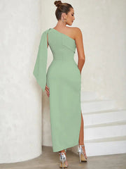 Vintage Asymmetric Belted Evening Dress Newgew Dresses