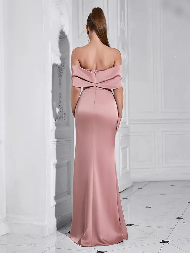 Elegant One-Shoulder Diamond-Detail Gown Newgew Dresses