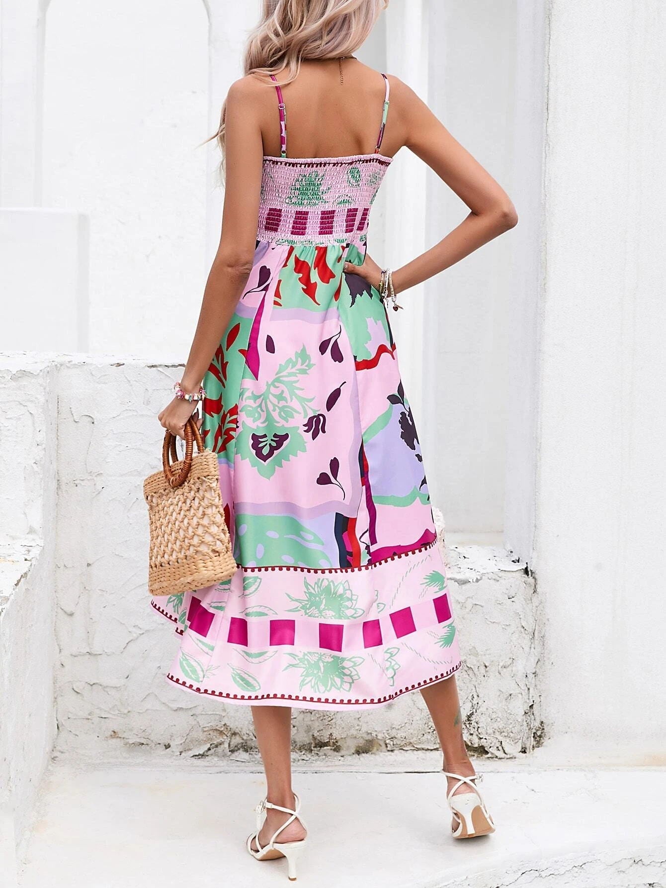 Patchwork Slip Maxi Dress: Abstract Colorful Printed Newgew Dresses