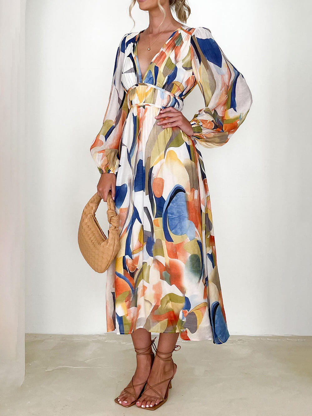 Colorful Geometric Pattern Maxi Dress Newgew Dresses