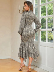Retro Round Neck Print Dress Newgew Dresses