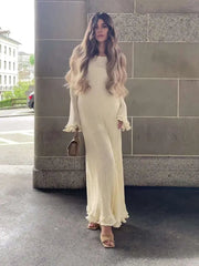 Bell-Sleeve Knit Long Dress Newgew Dresses