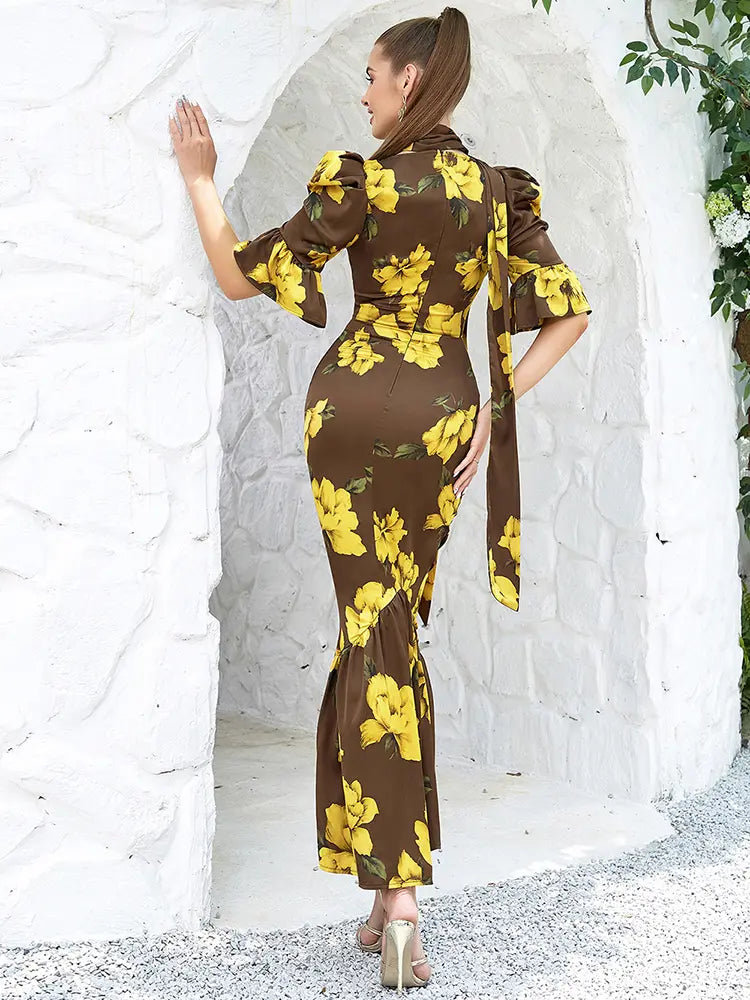 Vintage Puff Sleeve Slim Dress Newgew Dresses