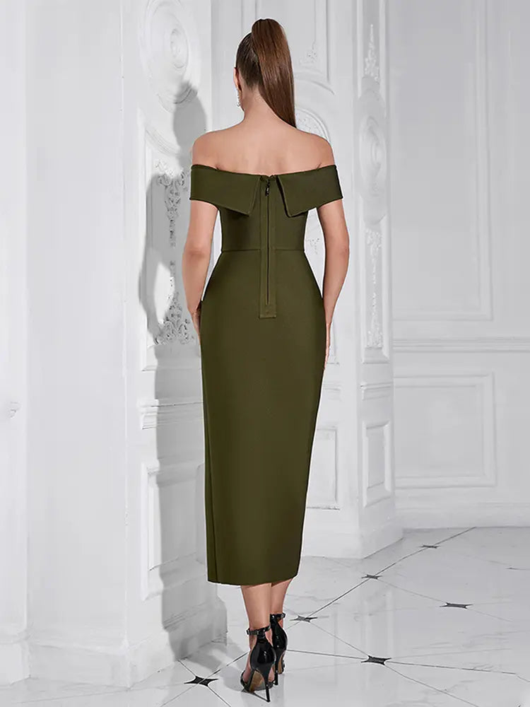 Strapless Slit Bandage Evening Dress Newgew Dresses