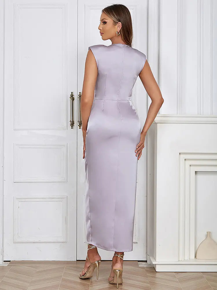 Minimalist Ruched Satin Dress Newgew Dresses