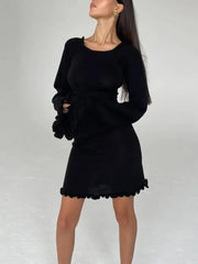 Round Neck Flounce Sleeve Short Dress Newgew Dresses