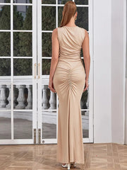 Stylish Pleated Ruffle Sleeveless Dress Newgew Dresses