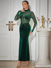 Velvet Mesh Sleeve Dress Newgew Dresses