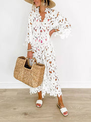 Floral Eyelet Lace Cover Up Beach Midi Dress Newgew Dresses