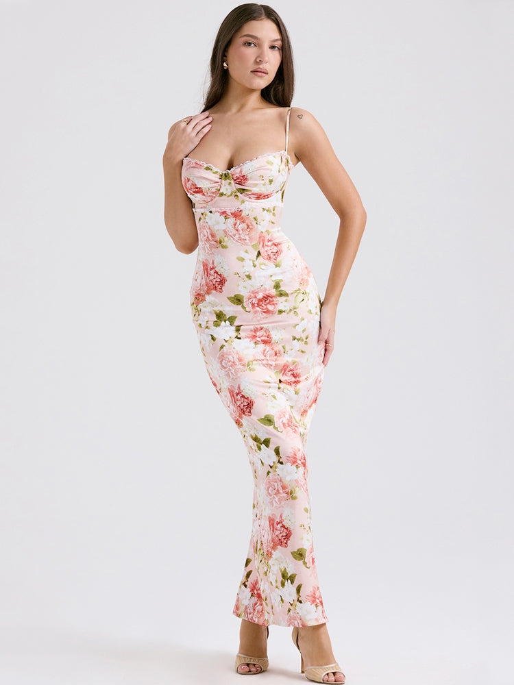 Pink Peony Satin Maxi Dress Newgew Dresses