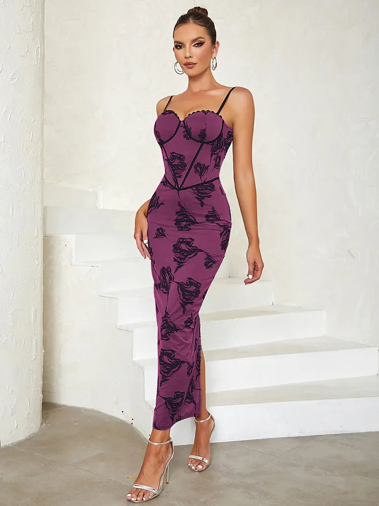 Floral Slit Bodycon Dress Newgew Dresses