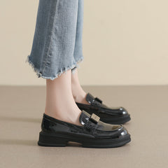 Women Retro Casual Glossy Leather Fashion Loafers Newgew Shoes