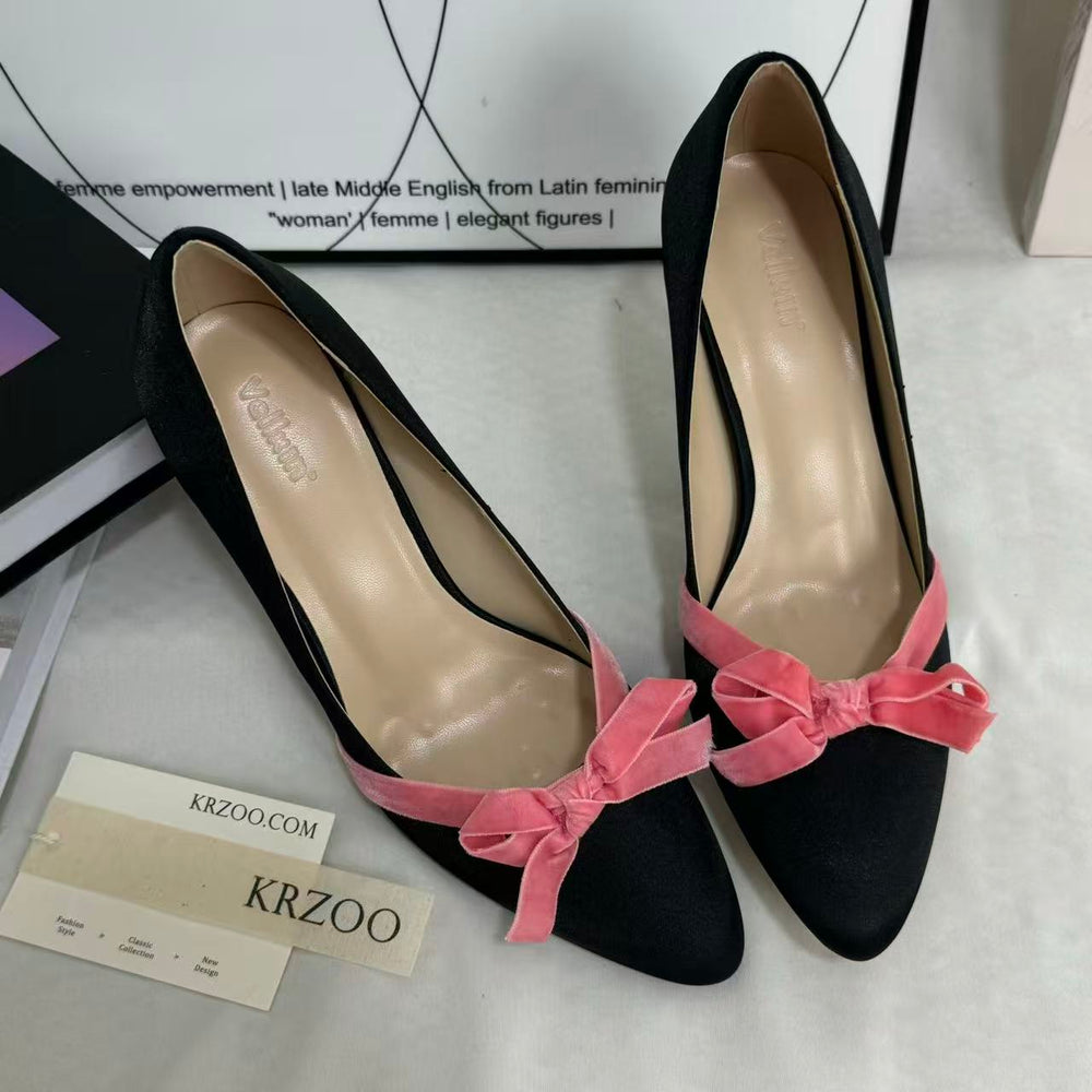 Bow-Knot Low-Cut High Heels PinTow