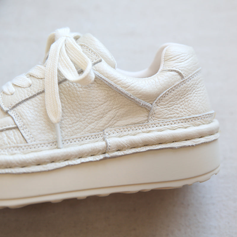 Women Retro Leather Thick Sole Casual Shoes Newgew Shoes