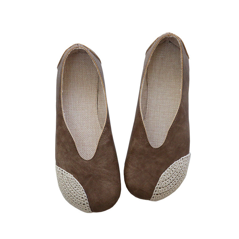 Women Retro Soft Round Head Casual Flats Newgew Shoes