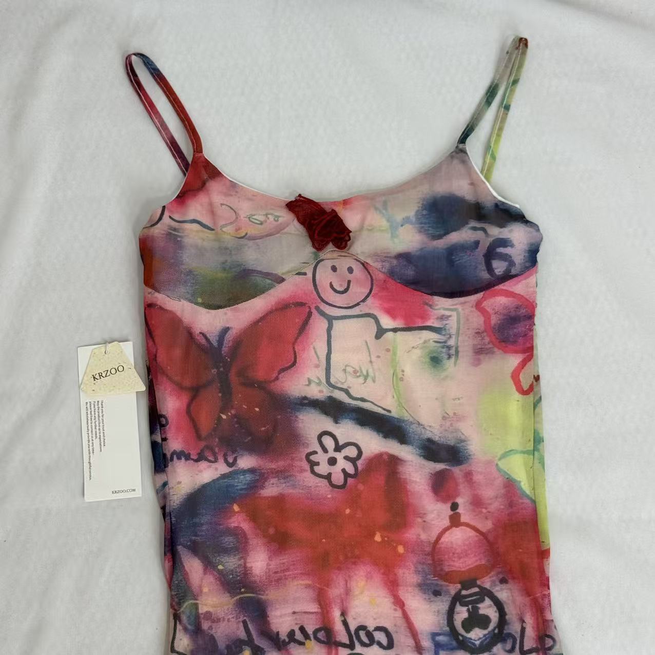 Butterfly Graffiti Print Cami Dress PinTow