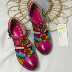 Floral Color-Block Wedge Heels PinTow