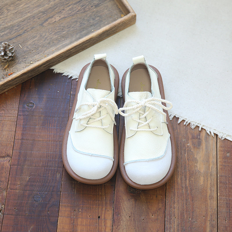 Women Patchwork Leather Flat Casual Shoes Newgew Shoes