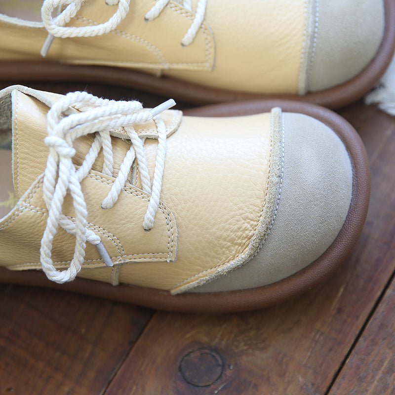 Women Patchwork Leather Flat Casual Shoes Newgew Shoes