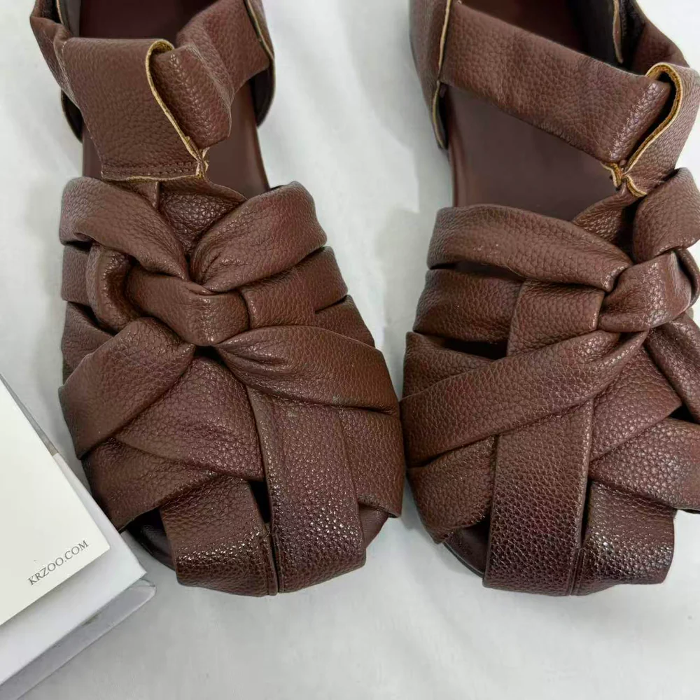 Hand-Woven Top-Grain Leather Sandals PinTow