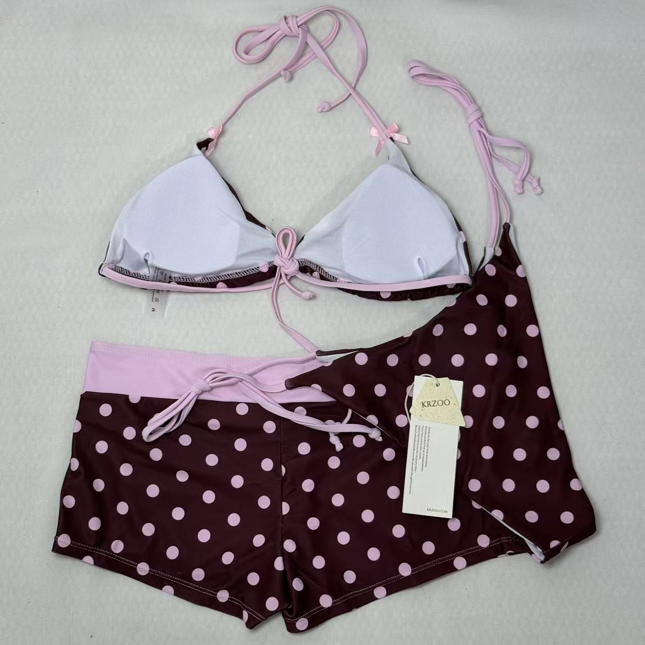 Dot-Pattern Two-Piece Strapless Swimsuit PinTow
