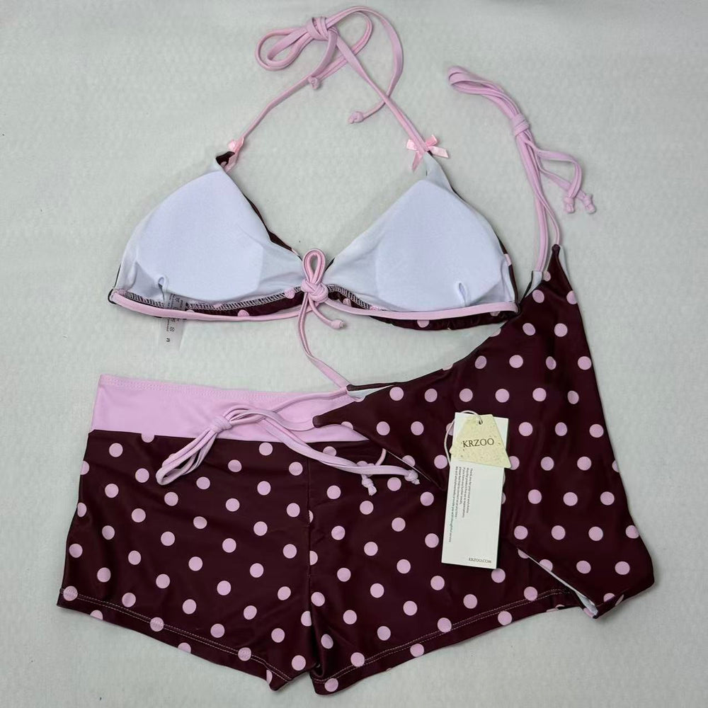 Dot-Pattern Two-Piece Strapless Swimsuit PinTow