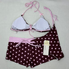 Dot-Pattern Two-Piece Strapless Swimsuit PinTow