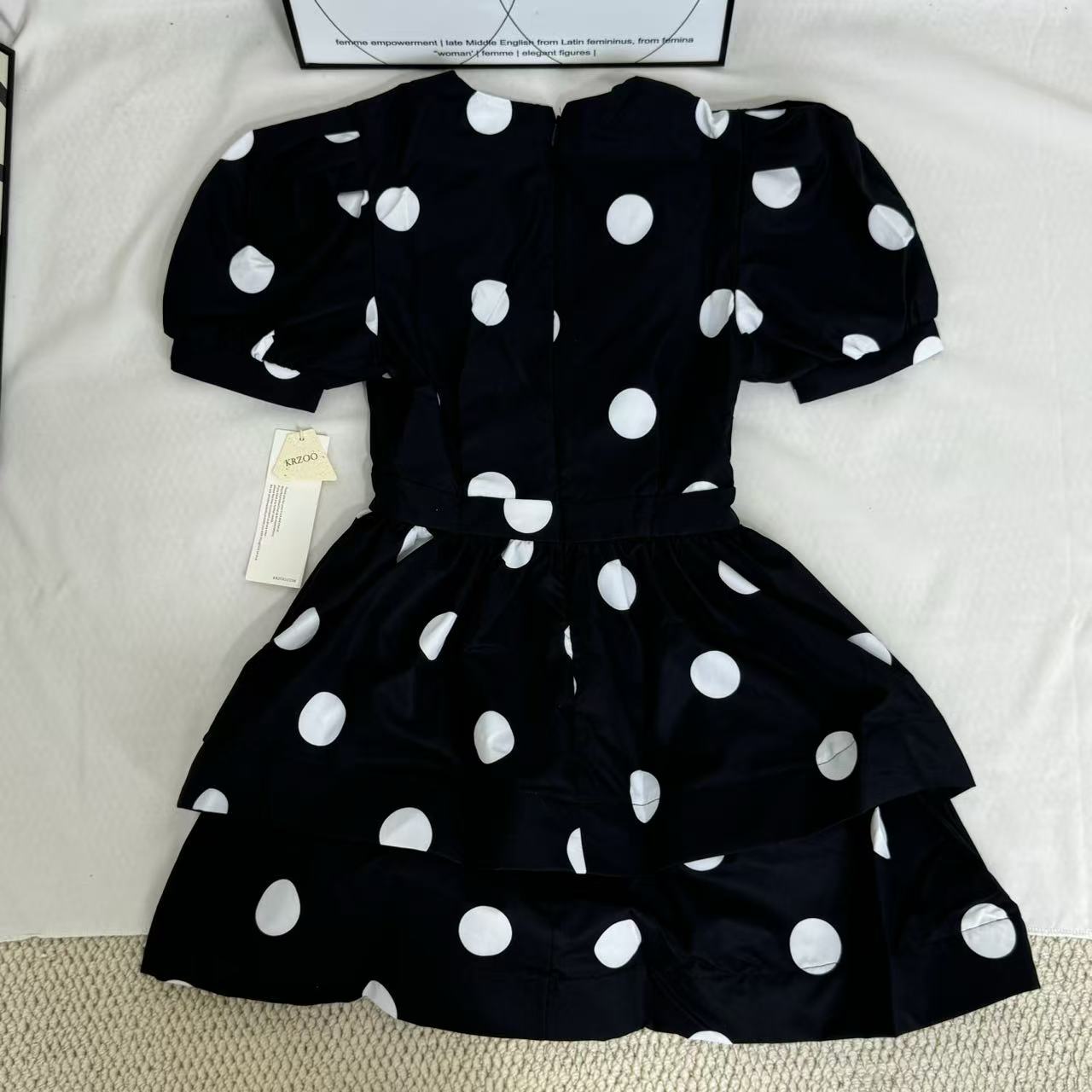 Printed Deep-V Polka-Dot A-Line Dress PinTow