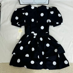 Printed Deep-V Polka-Dot A-Line Dress PinTow