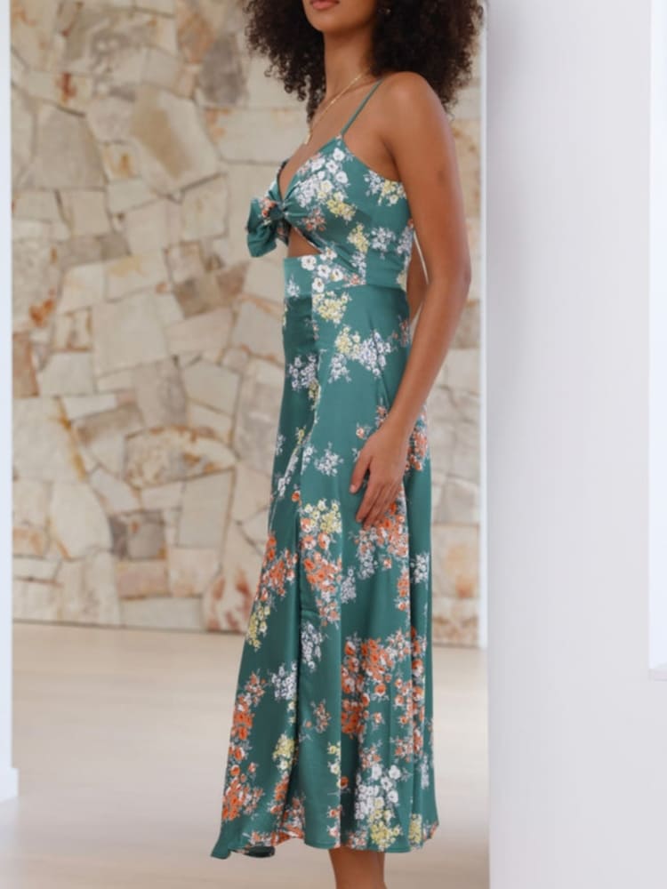 Dreamers Midi Dress - Green Floral Newgew Dresses