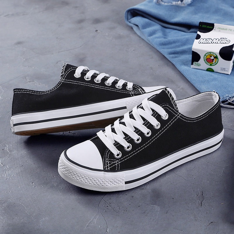 Women's Korean Evergreen Colored Flat Schoolgirl Candy Canvas Shoes Newgew
