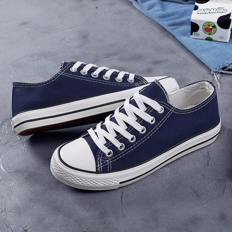 Women's Korean Evergreen Colored Flat Schoolgirl Candy Canvas Shoes Newgew