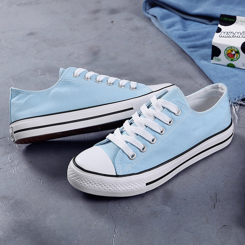 Women's Korean Evergreen Colored Flat Schoolgirl Candy Canvas Shoes Newgew