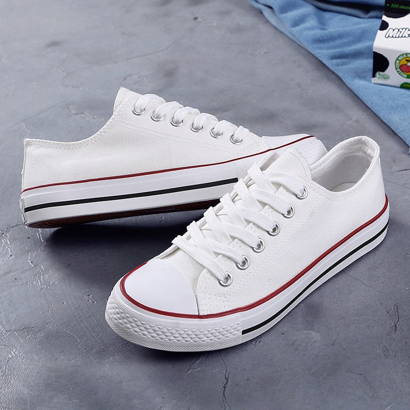Women's Korean Evergreen Colored Flat Schoolgirl Candy Canvas Shoes Newgew