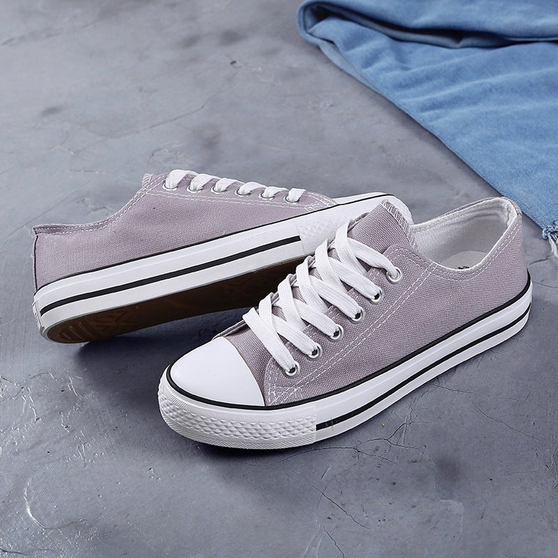 Women's Korean Evergreen Colored Flat Schoolgirl Candy Canvas Shoes Newgew