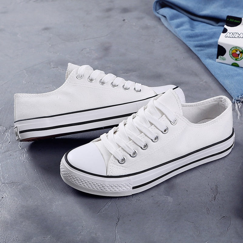 Women's Korean Evergreen Colored Flat Schoolgirl Candy Canvas Shoes Newgew